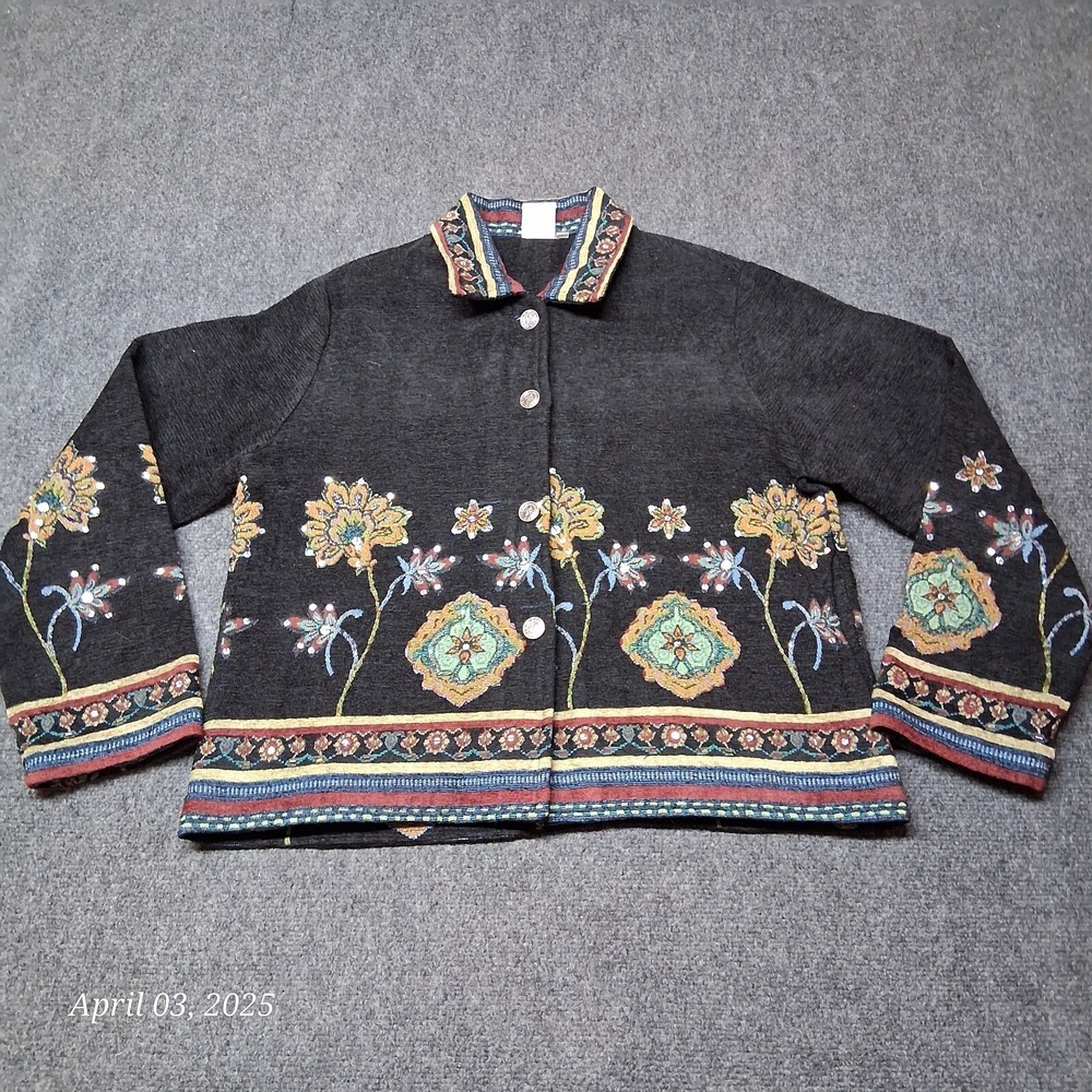 Parsley and‎ Sage Jacket Top Coatigan Women Size Large Black